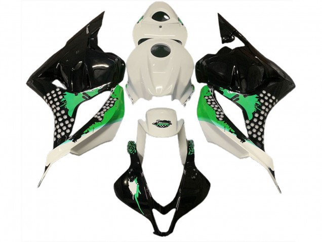 09-12 Gloss White & Green Splatter CBR600RR Fairings