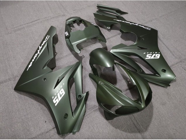 09-12 Matte Green White Daytona 675 Fairings