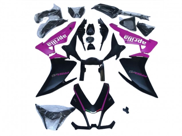 10-15 Matte Black & Pink RSV4 1000 Fairings