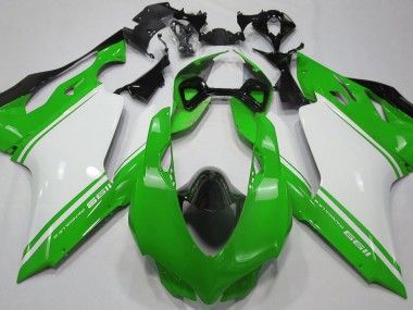 11-14 Gloss Green White and Black Ducati 1199 Fairings