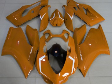 11-14 Gloss Orange & White Ducati 1199 Fairings