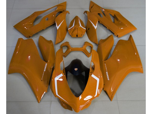 11-14 Gloss Orange & White Ducati 1199 Fairings