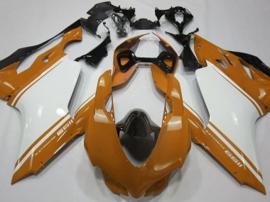 11-14 Gloss Orange White and Black Ducati 1199 Fairings