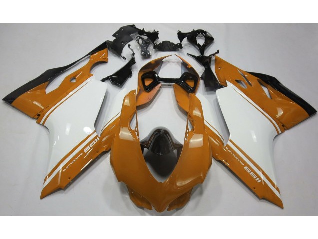 11-14 Gloss Orange White and Black Ducati 1199 Fairings