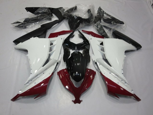 13-18 Maroon and White Ninja 300 Fairings