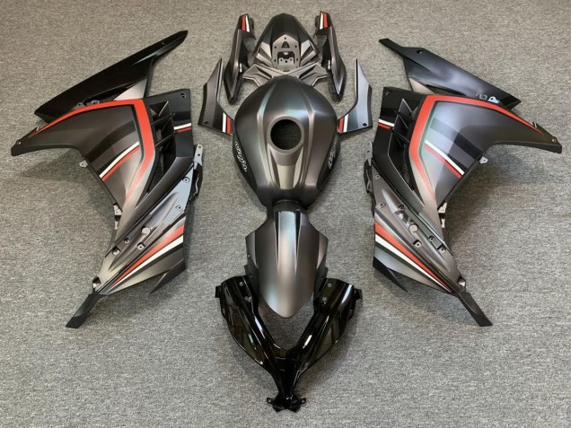 13-18 Matte Black and Red Ninja 300 Fairings