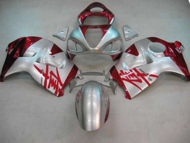97-07 Silver and Red GSXR 1300 Hayabusa Fairings