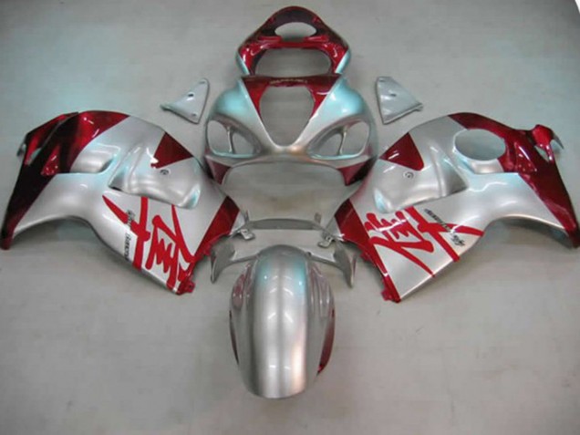 97-07 Silver and Red GSXR 1300 Hayabusa Fairings